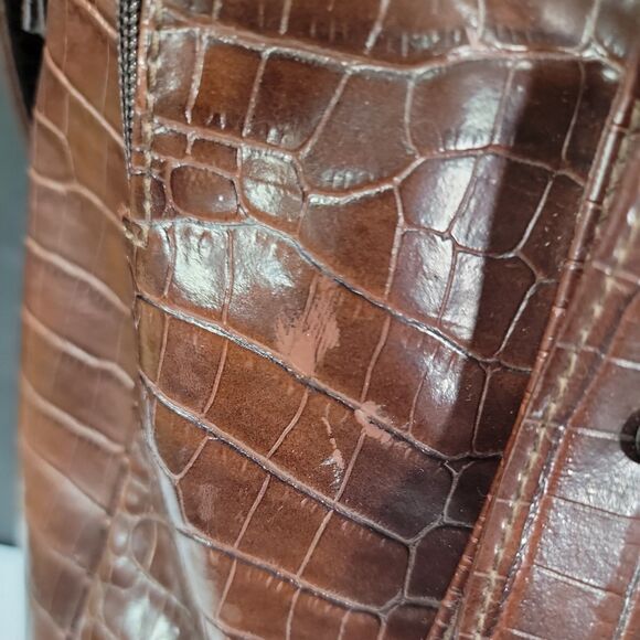 VTG Tote Duffel Bag Bath Body Works Brown Faux Alligator Leather 90s Y2K Travel - Picture 6 of 16